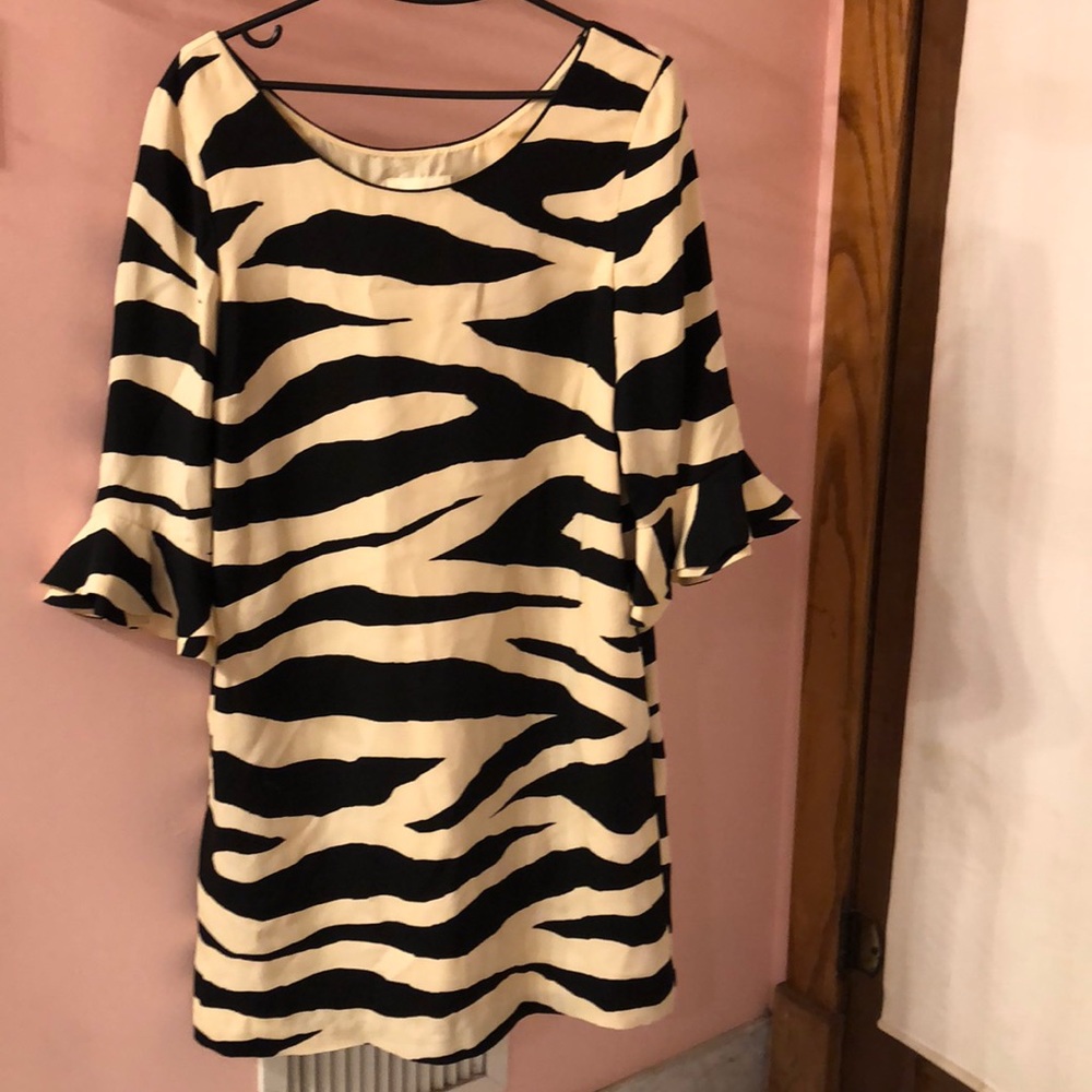 Kate Spade zebra striped crepe dress.